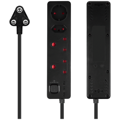 Nexon 4 Way Medium Surge Protected Multiplug 0.5M Black