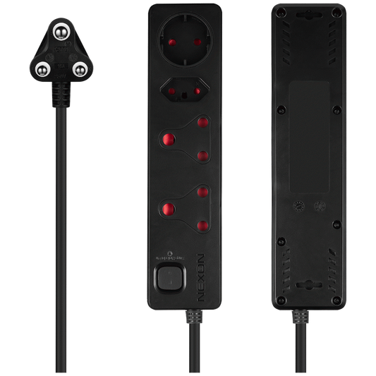 Nexon 4 Way Medium Surge Protected Multiplug 0.5M Black