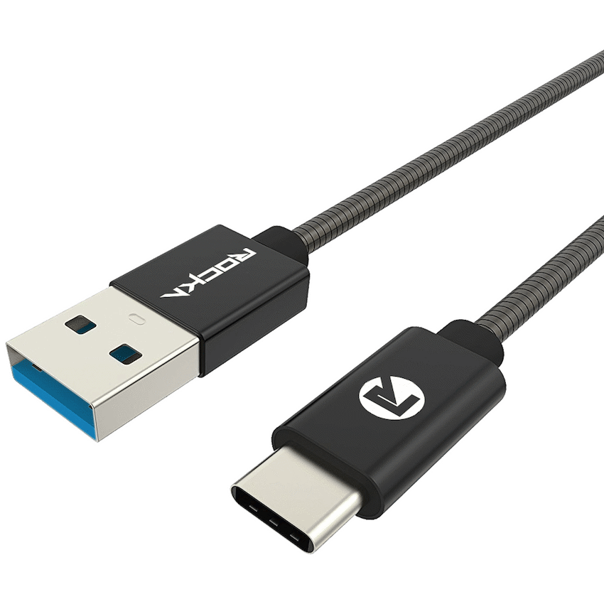 Rocka Blitz Series USB Type-C to USB 3.0 Cable 1.5m - Black Metal Flexi