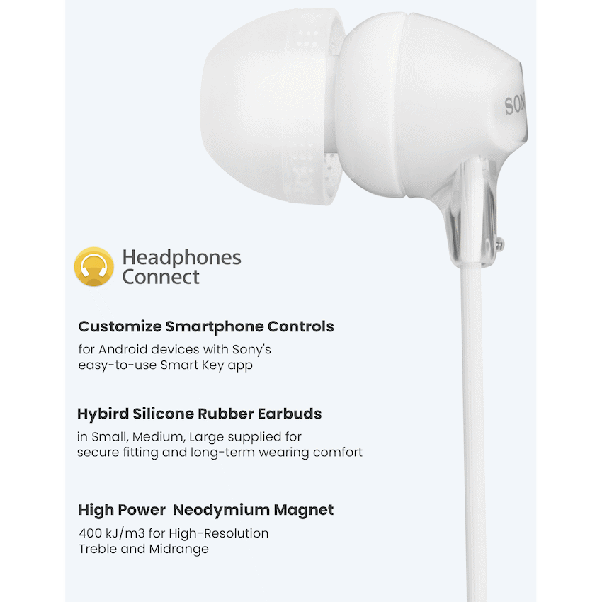 Sony MDR-EX15AP (White) InEar Earphone with Mic for iPhone - Android - Blackberry