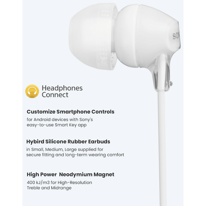 Sony MDR-EX15AP (White) InEar Earphone with Mic for iPhone - Android - Blackberry