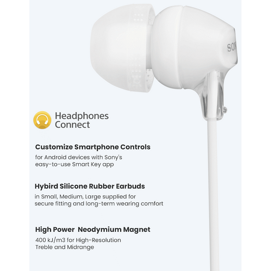 Sony MDR-EX15AP (White) InEar Earphone with Mic for iPhone - Android - Blackberry