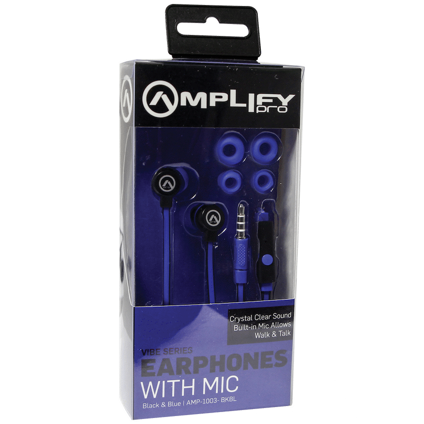 Amplify Vibe Series Earphones with Mic - Black and Blue