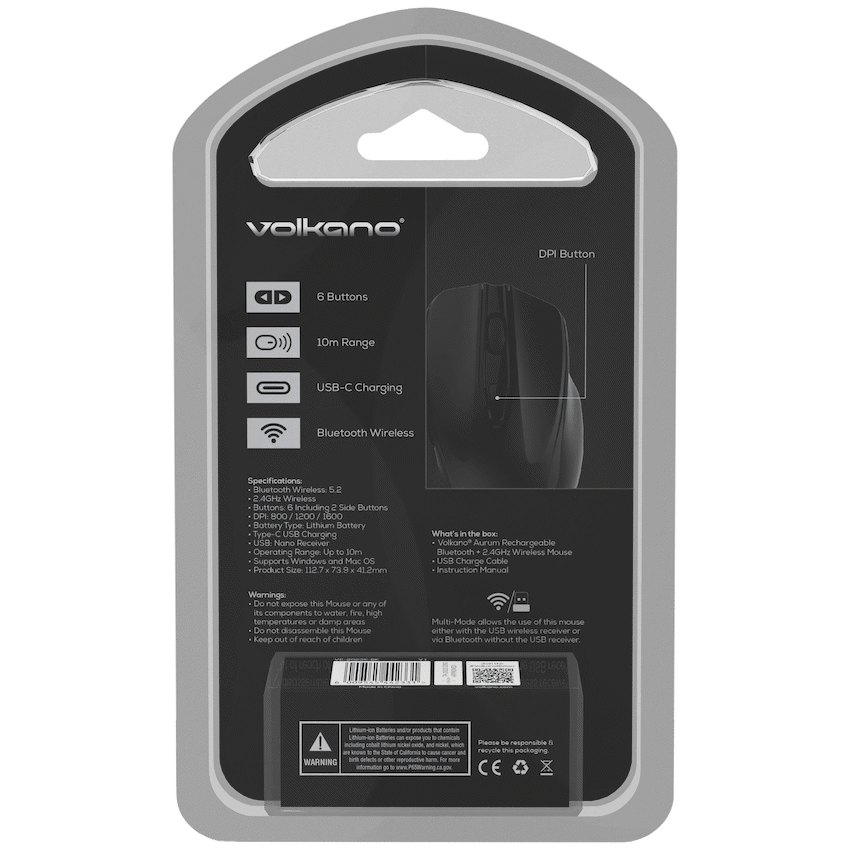 Volkano Aurum Series Bluetooth Wireless Mouse - Black