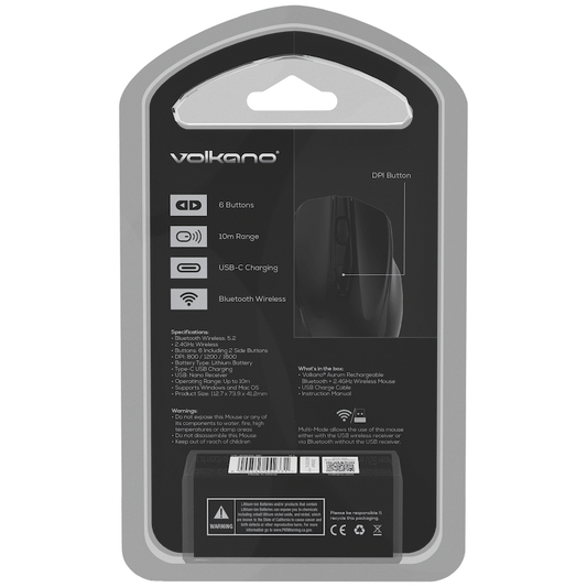 Volkano Aurum Series Bluetooth Wireless Mouse - Black