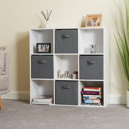 Everfurn Ninefold Bookshelf with 5 Storage Bins