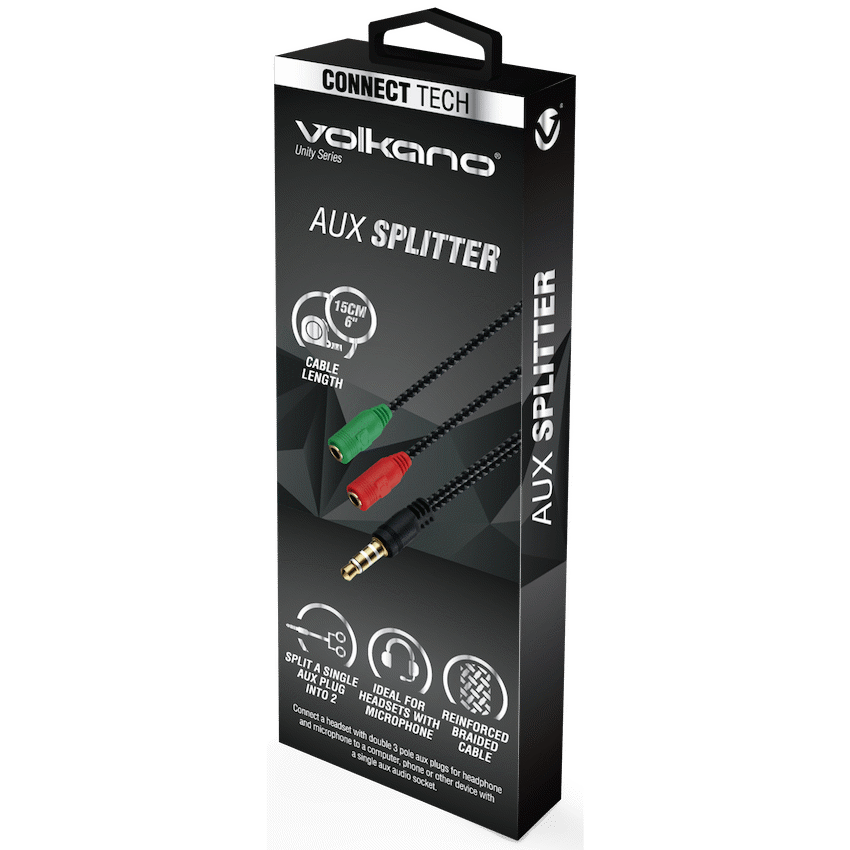 Volkano Unity Series AUX Splitter 4-Pole Plug to 2 AUX Sockets