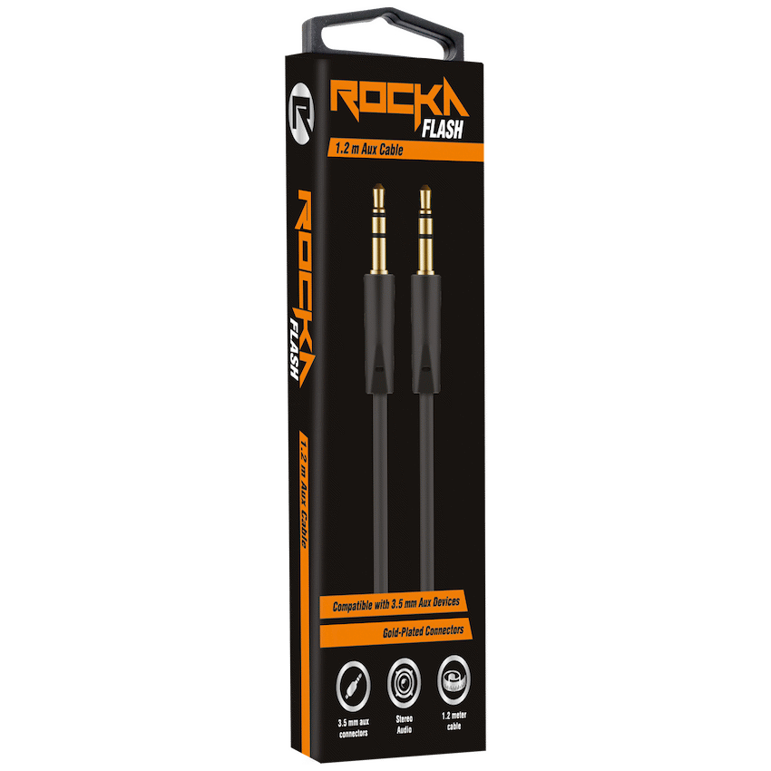 Rocka Flash Series Aux Cable 1.2m - Black