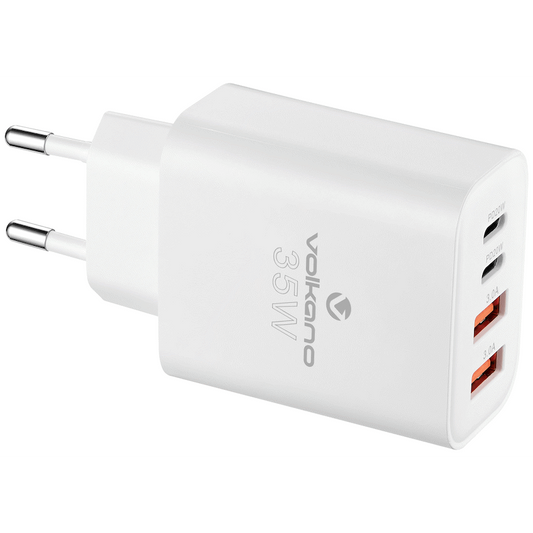 Volkano Quad Series 2x PD USB-C 2x USB-A 3a 35W Wall Charger