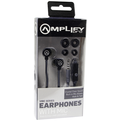 Amplify Vibe Series Earphones with Mic - Black and Grey