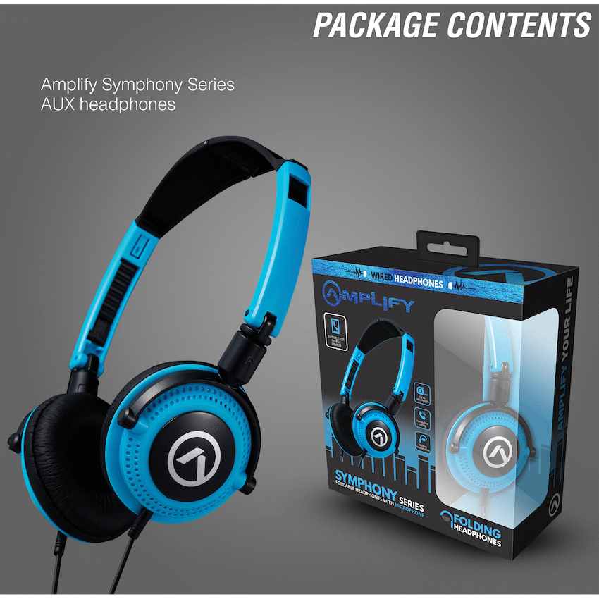 Amplify Symphony Headphones with Microphone - Blue & Black