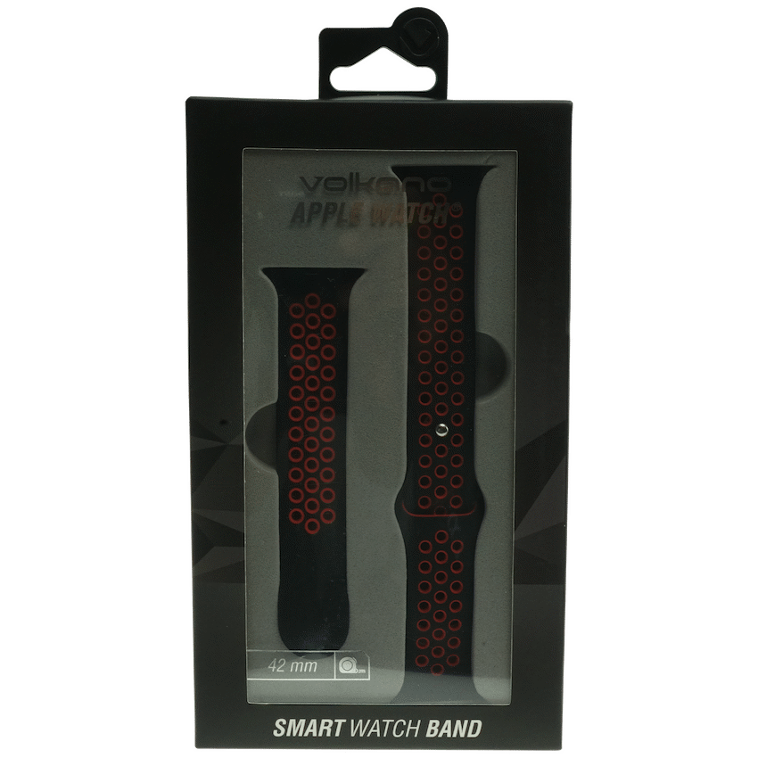 Volkano Smart Watch Band - Sport Silicone - iWatch 42mm - Black and Red S/L