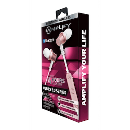 Amplify Blues 2.0 Bluetooth Earphones - White/Rose Gold
