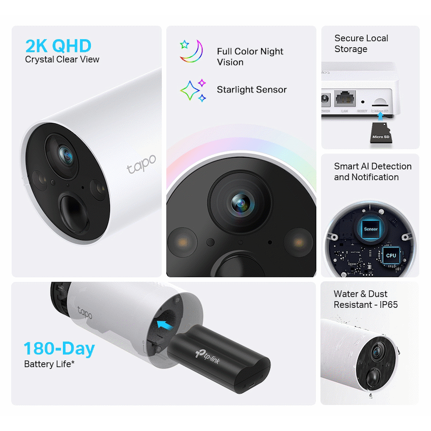 TP-Link Tapo C420 2K QHD Smart Wire-Free Security Camera, 1 Camera System
