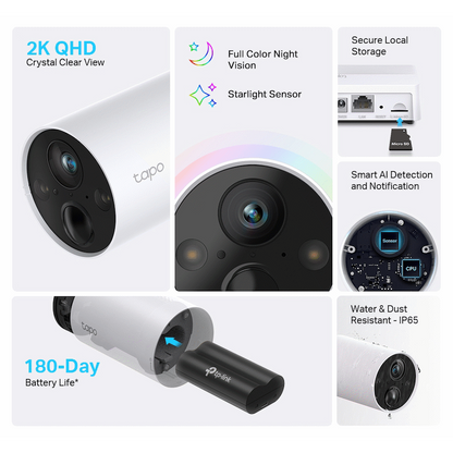 TP-Link Tapo C420 2K QHD Smart Wire-Free Security Camera, 1 Camera System