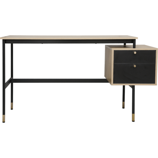Everfurn Summit Desk with Two Drawers - Black