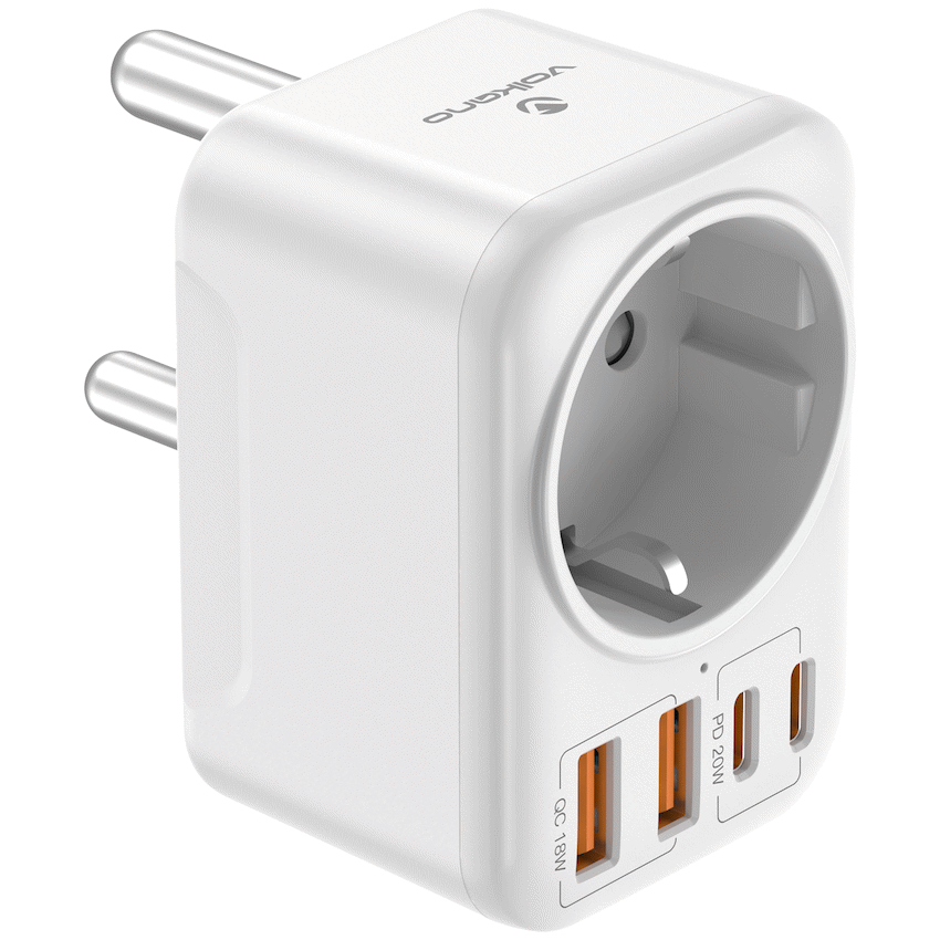 Volkano MultiVolt Series 2x USB-A + 2x USB-C adaptor SA Plug to multi travel socket 20Watt