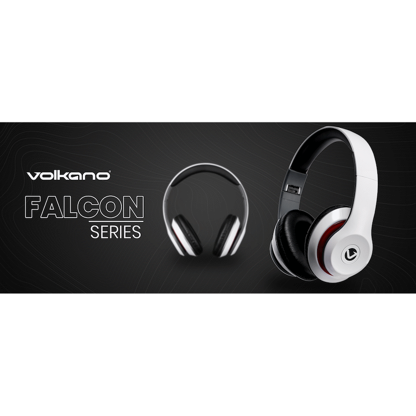 Volkano Falcon Series Headphones with Microphone - White