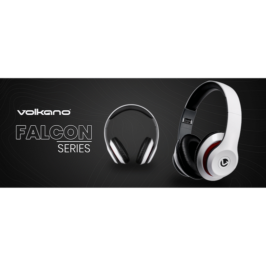 Volkano Falcon Series Headphones with Microphone - White
