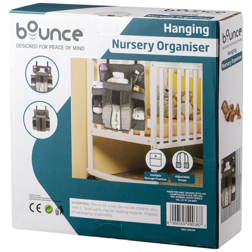 Bounce Hanging Nursery Organiser Grey