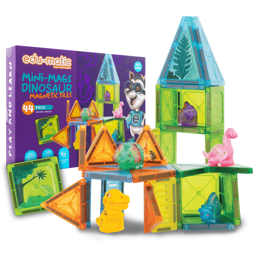 Edu-matic Mini-Mags 44pc Dinosaurs Magnetic Tiles