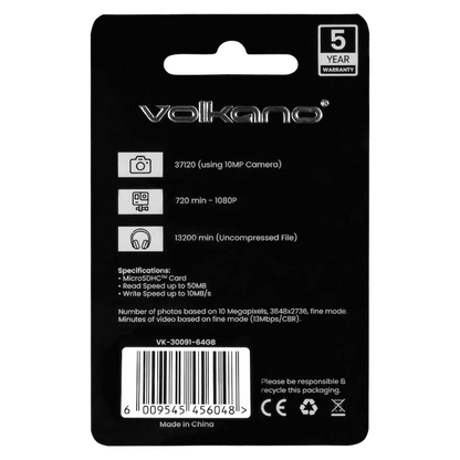 Volkano Micro Series Micro SD card 64GB - Class 10