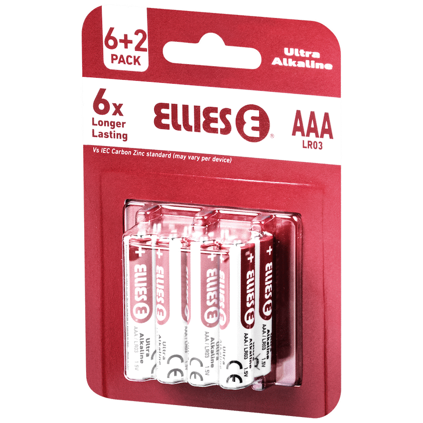 Ellies Ultra Series - Alkaline Batteries AAA 6 + 2 Pack - WT