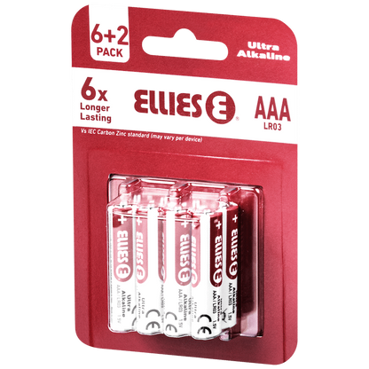 Ellies Ultra Series - Alkaline Batteries AAA 6 + 2 Pack - WT