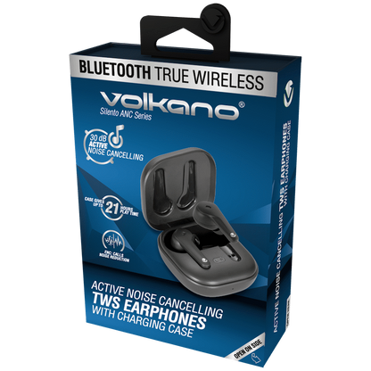 Volkano Silento ANC Series True Wireless + Charging Case - Black