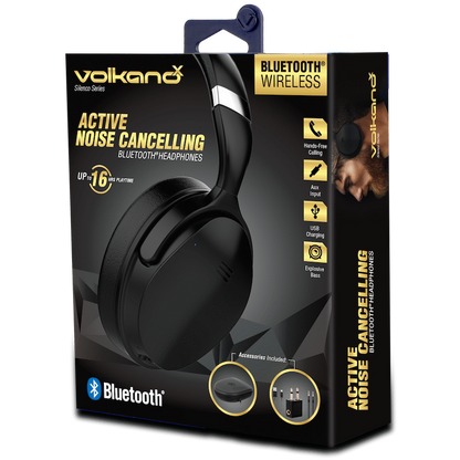 VolkanoX Silenco Series Active Noise-Cancelling Bluetooth Headphones - Black