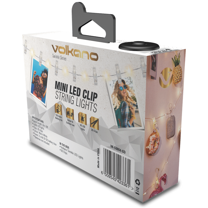 Volkano Twinkle Series Photo Clips with LED Lights - Gold
