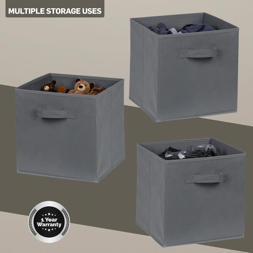 Everfurn Storeman Grey, Collapsible Fabric Organiser Storage Basket - 10 Pack