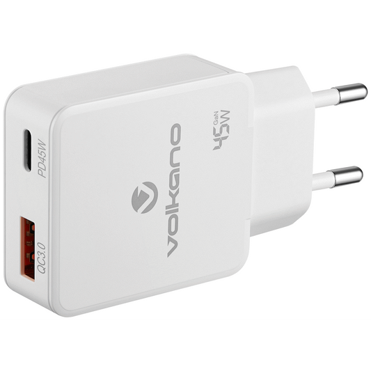 Volkano Potent Plus series 45W GaN Compact Dual USB and USB-C PD Wall Charger