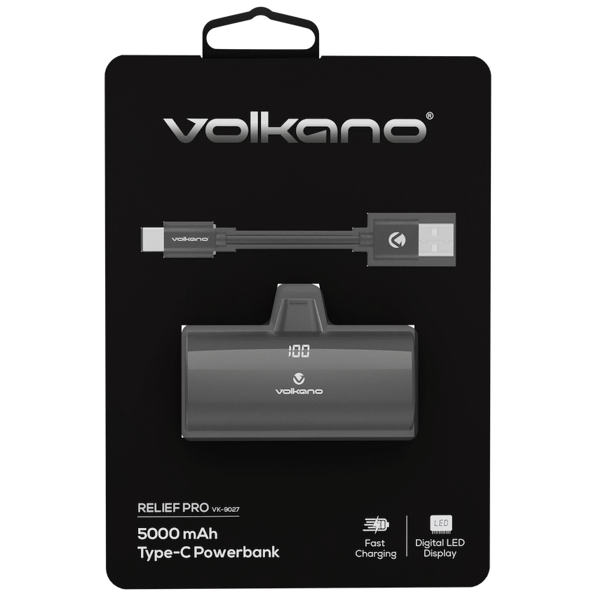Volkano Relief Pro Power Bank - 5000mah Type-C Direct Plug-in