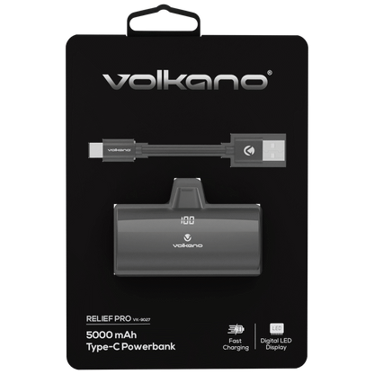 Volkano Relief Pro Power Bank - 5000mah Type-C Direct Plug-in