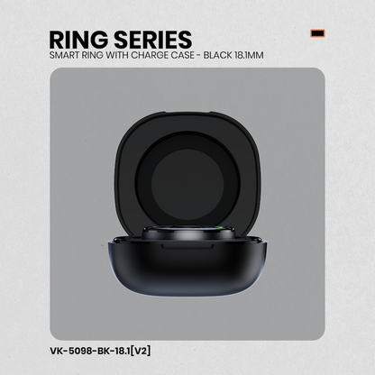 Volkano Ring Series Smart Ring with Charge Case - Black 18.1mm