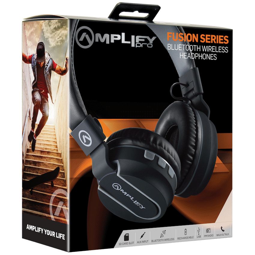 Amplify Fusion Series Bluetooth Headphone - Black/Grey