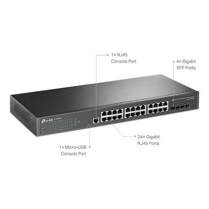 TP-Link TL-SG3428JetStream 24-Port Gigabit L2+ Managed Switch with 4 SFP Slots