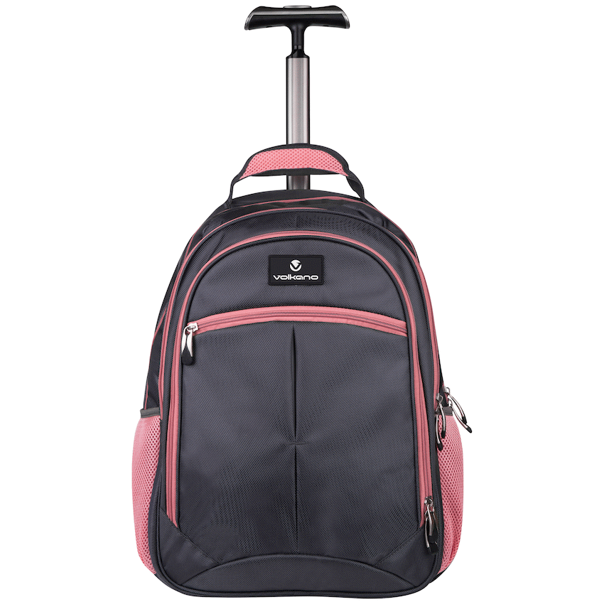 Volkano Orthopaedic Trolley Backpack 27L - Dark Grey/Pink