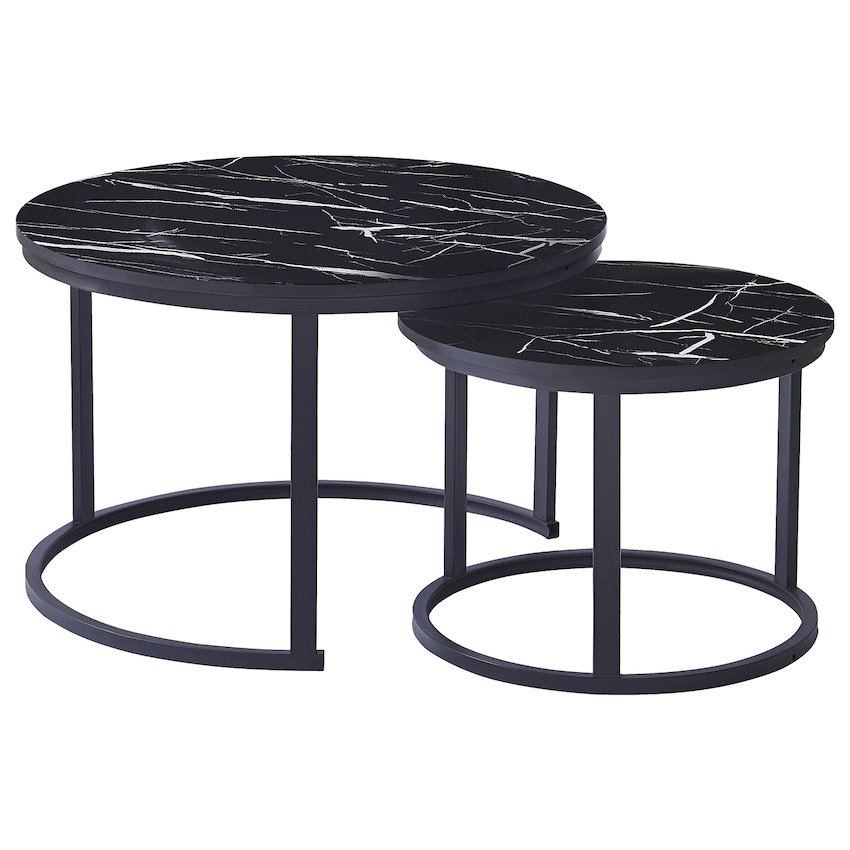 Everfurn Indus Nesting Coffee Table Black 2 Piece