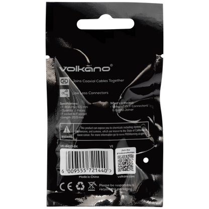 Volkano 2x F Connector & Barrel Joiner