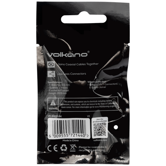 Volkano 2x F Connector & Barrel Joiner