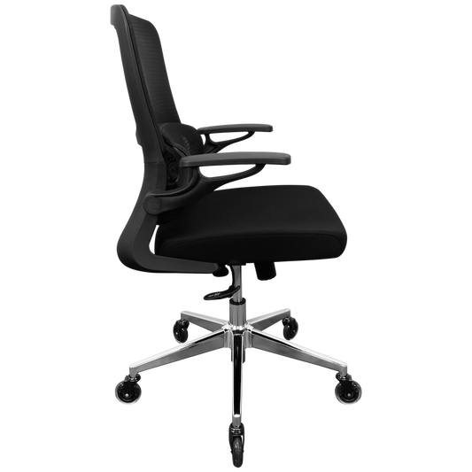 Everfurn Premium Dakota Mid Back Office Chair, Chromed Steel - Black