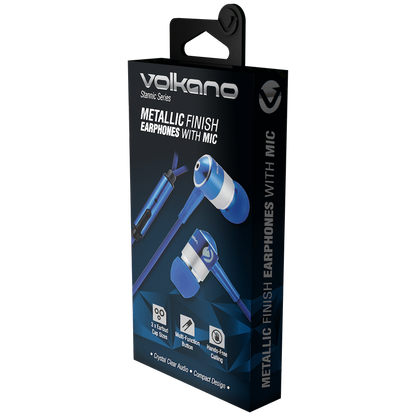 Volkano Earphones with Mic - STANNIC SERIES - Blue
