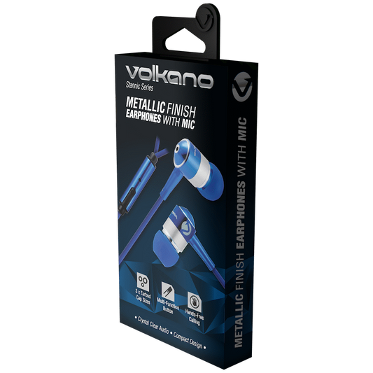 Volkano Earphones with Mic - STANNIC SERIES - Blue