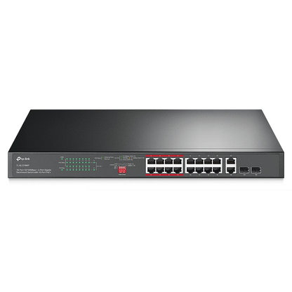 TP-Link TL-SL1218MP 16-Port 10/100Mbps + 2-Port Gigabit Rackmount Switch with 16-Port PoE+