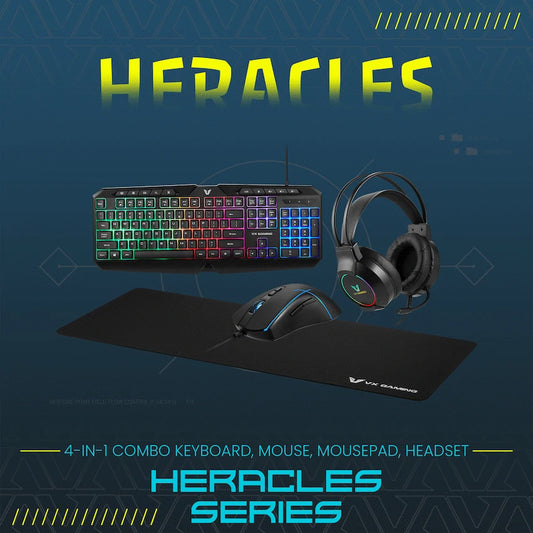 VX Gaming Heracles Series 4-in-1 Combo KB, Mouse, Mousepad, Headset