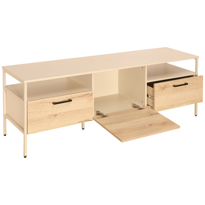 Everfurn Ellen TV Stand - Melamine - Powder-Coated Steel Frame - 2 Drawers - Storage Cabinet