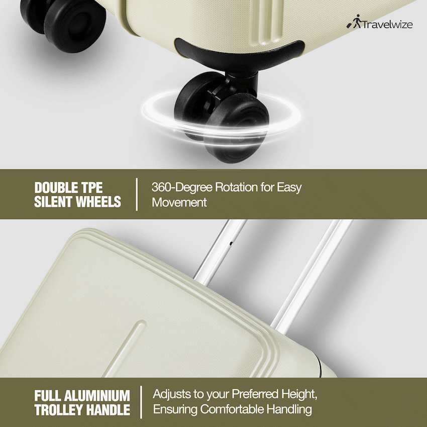 Travelwize Clipper PP 3Pc 4-Wheel Spinner Luggage Set Beige