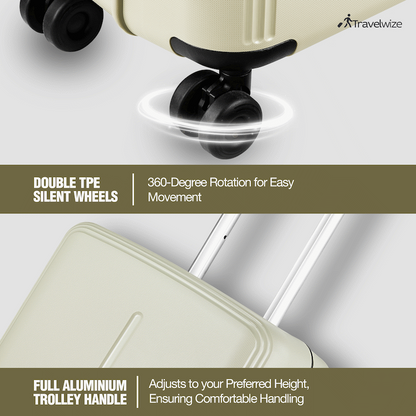 Travelwize Clipper PP 3Pc 4-Wheel Spinner Luggage Set Beige